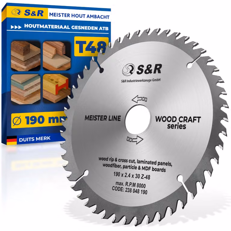 Disco circolare in metallo duro TCT, diametro 190x30 mm, 48 denti, per lavorazione del legno