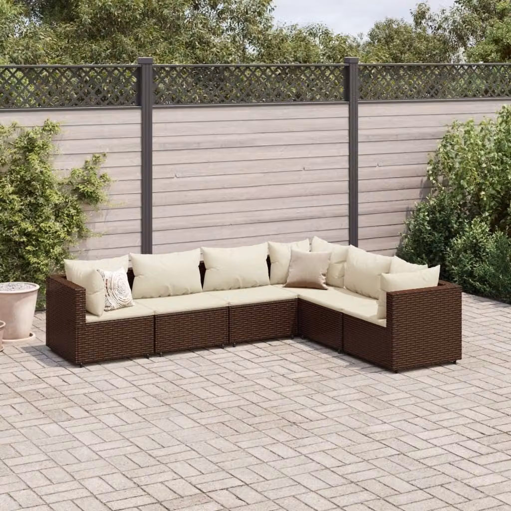 Maison Exclusive - Set da giardino 6 pezzi con cuscini Marrone Poly Rattan