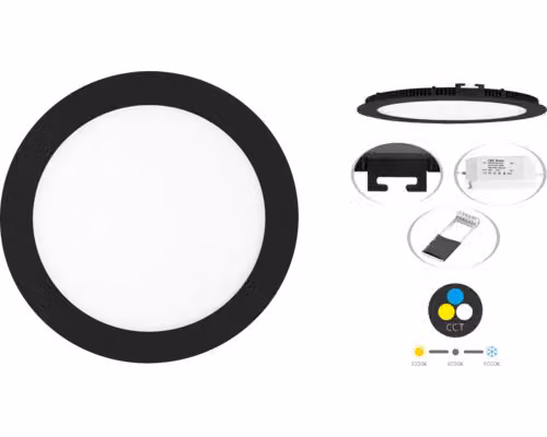Lampada a LED Vestavné, modello LED-WSL-CCT/6W/CR, con anello SMD da 12 cm, 6W, tecnologia CCT