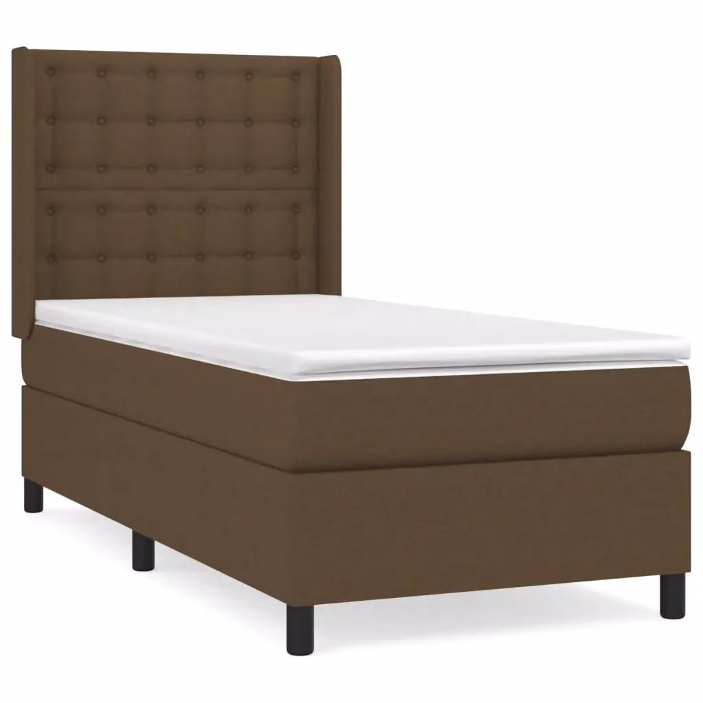 vidaXL Giroletto a Molle con Materasso Ibrido in Tessuto Marrone e Bianco L/P/H: 200 x 100 x 128 cm – 2