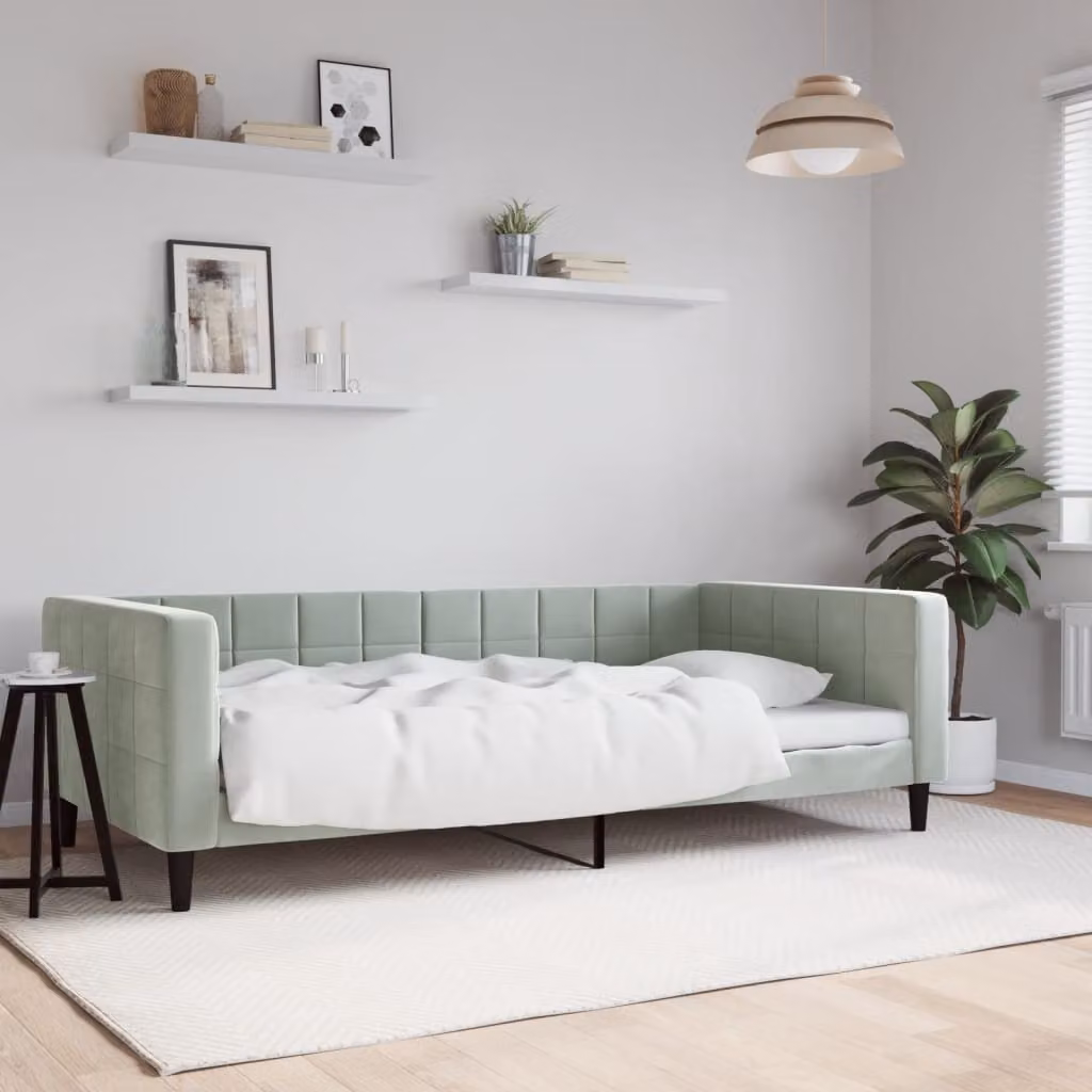 vidaXL Letto da Giorno Moderno in Velluto Grigio e Verde L/P/H: 200 x 100 x 68 cm