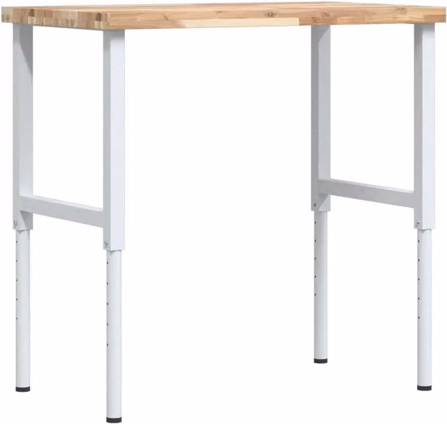 Banco Lavoro Rettangolare in Legno di Acacia e Metallo Grigio CFW6836594 con Altezza Regolabile L: 100 cm, P: 60 cm, H: 73-99,5 cm