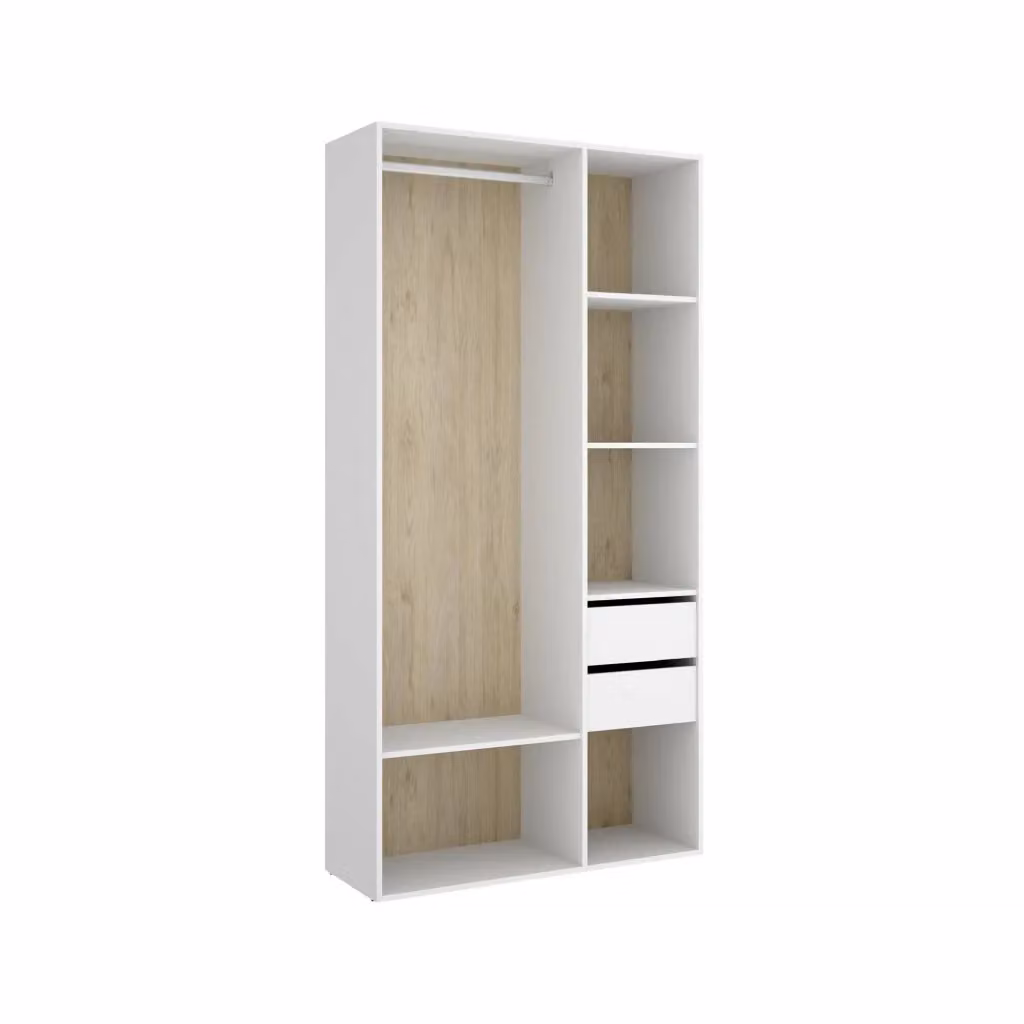 Armadio moderno DMORA per camera da letto con cassetti e ripiani, Bianco e Rovere, L: 98 cm, P: 45 cm, H: 205 cm – 2