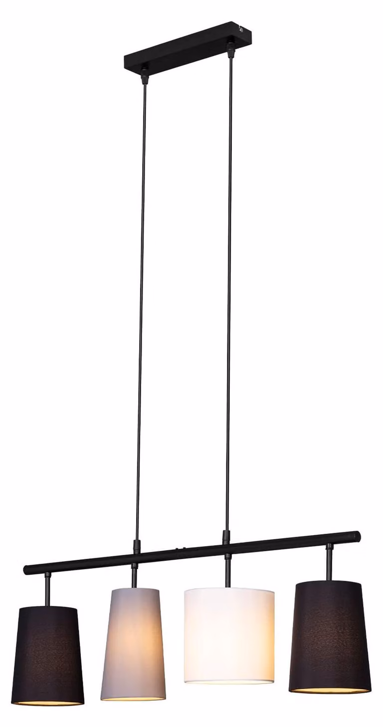 Lampada a sospensione Paralume in tessuto 4xE27 Colori: grigio, bianco e nero Briloner
