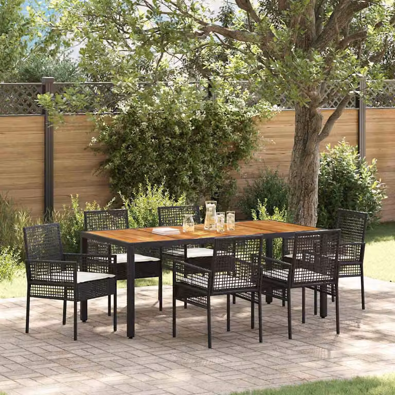 Maison Exclusive - Set da Pranzo per Giardino 7 pcs Nero polyrattan