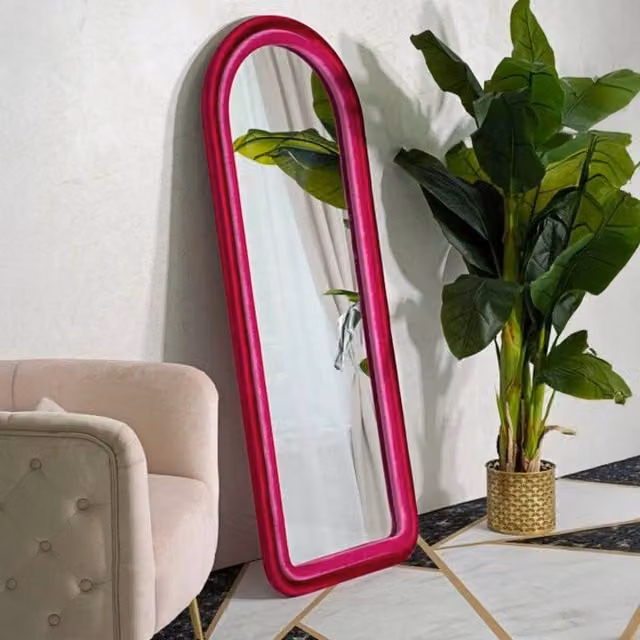 Specchio Segal, Specchiera, Articolo d'arredo a muro, Decorazione con specchio, 60x4 h160 cm, Fucsia
