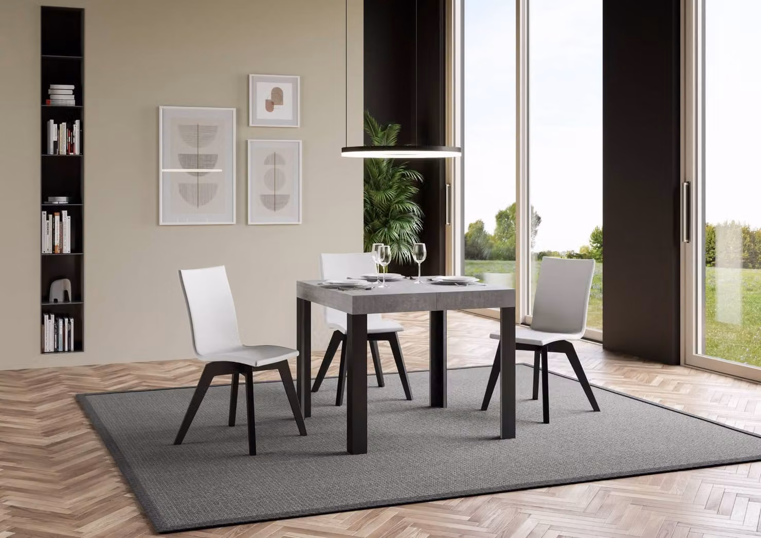 ITAMOBY - Tavolo allungabile 90/246x90 cm Linea cemento gambe antracite