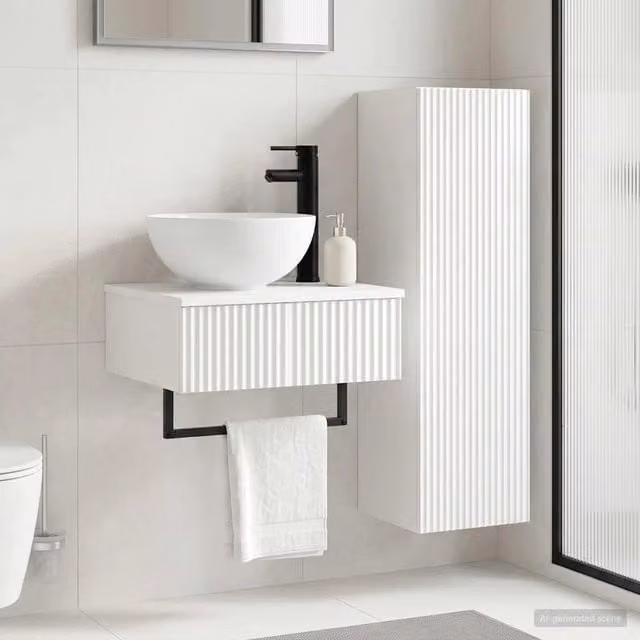 Set di mobili per il bagno 2 pz Bianco Lucido 3406097