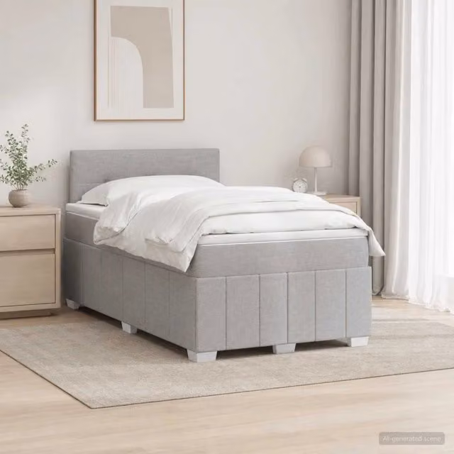Letto box spring ibrido vidaXL con materasso a molle insacchettate e illuminazione sottostante, Grigio, L/P: 120 x 200 cm