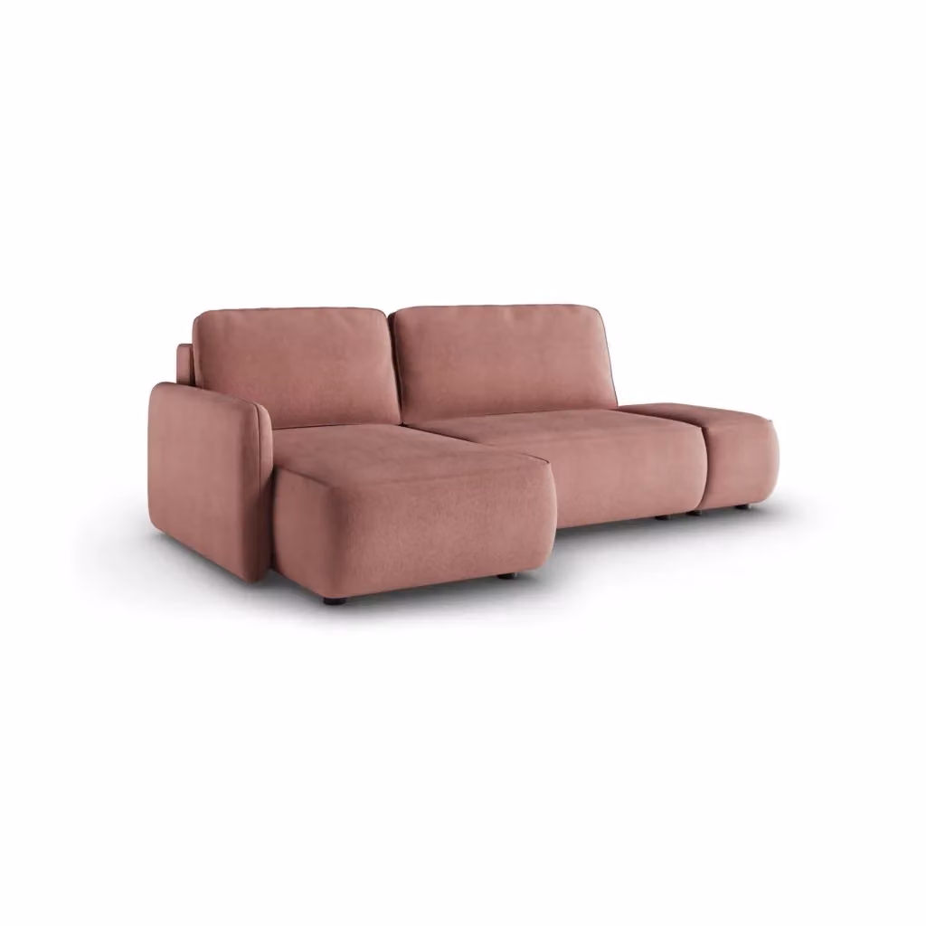 Divano Letto Dmora Rezzo con Penisola Contenitore, Forma a L, Colore Rosa, L/P: 229 x 148 cm – 2