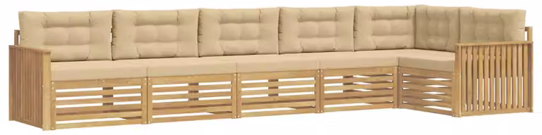 Set di divani da esterno, 6 pezzi, colore beige, dimensioni 406 x 168,5 x 73 cm