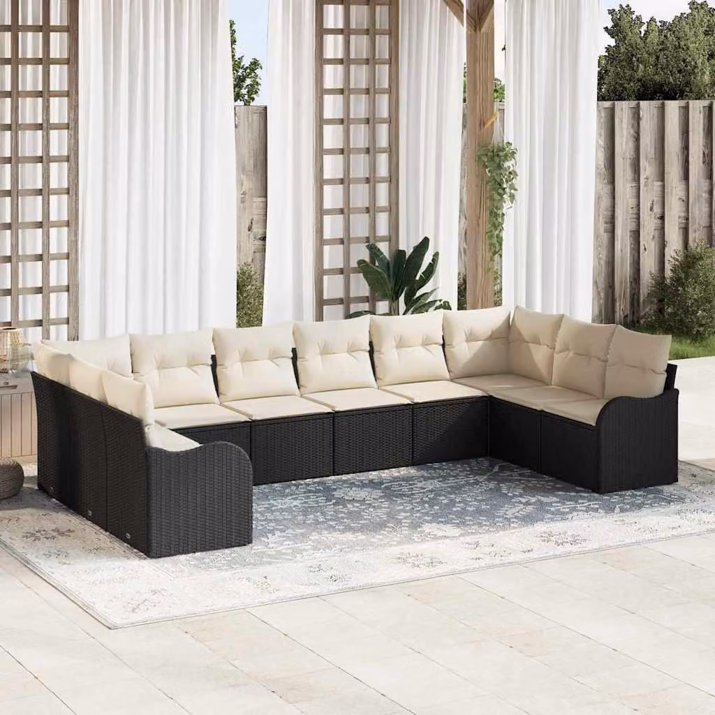 Maison Exclusive - Set Divano da Giardino Nero polyrattan