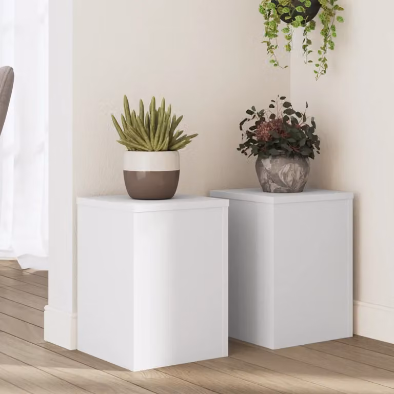 Set di 2 supporti per piante vidaXL in legno MDF bianco L/P/H: 25 x 25 x 35 cm