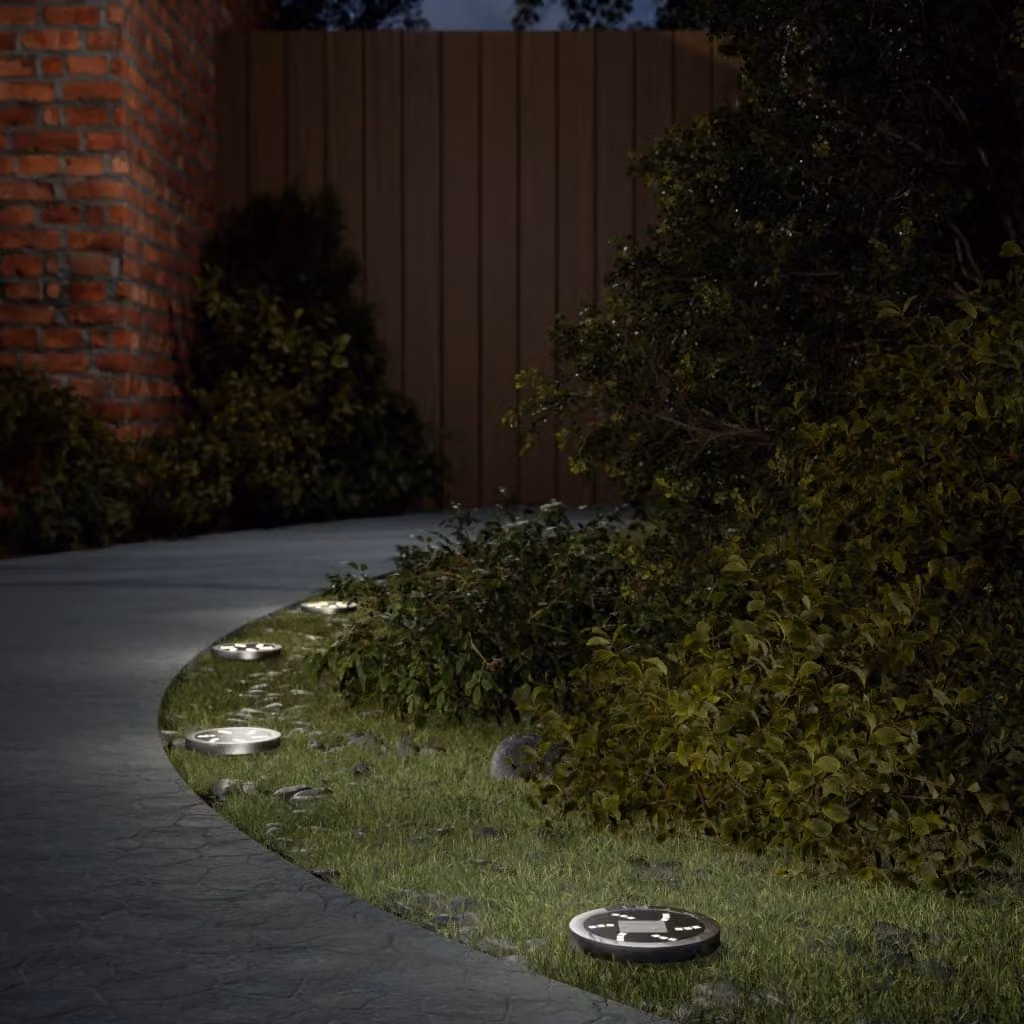 Set di 4 luci solari da terra vidaXL con picchetti per giardino, LED bianco caldo, impermeabili IP65