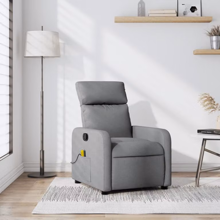 vidaXL Poltrona Relax Reclinabile Moderna in Tessuto Grigio con Braccioli