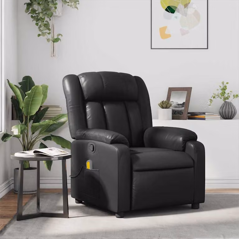 vidaXL Poltrona Relax Reclinabile Moderna in Similpelle Nera con Braccioli