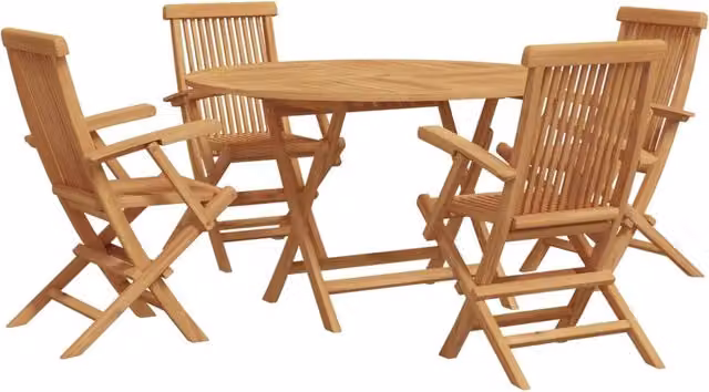 Set da Pranzo per Giardino 5 pcs Marrone Legno di teak solido 3385970