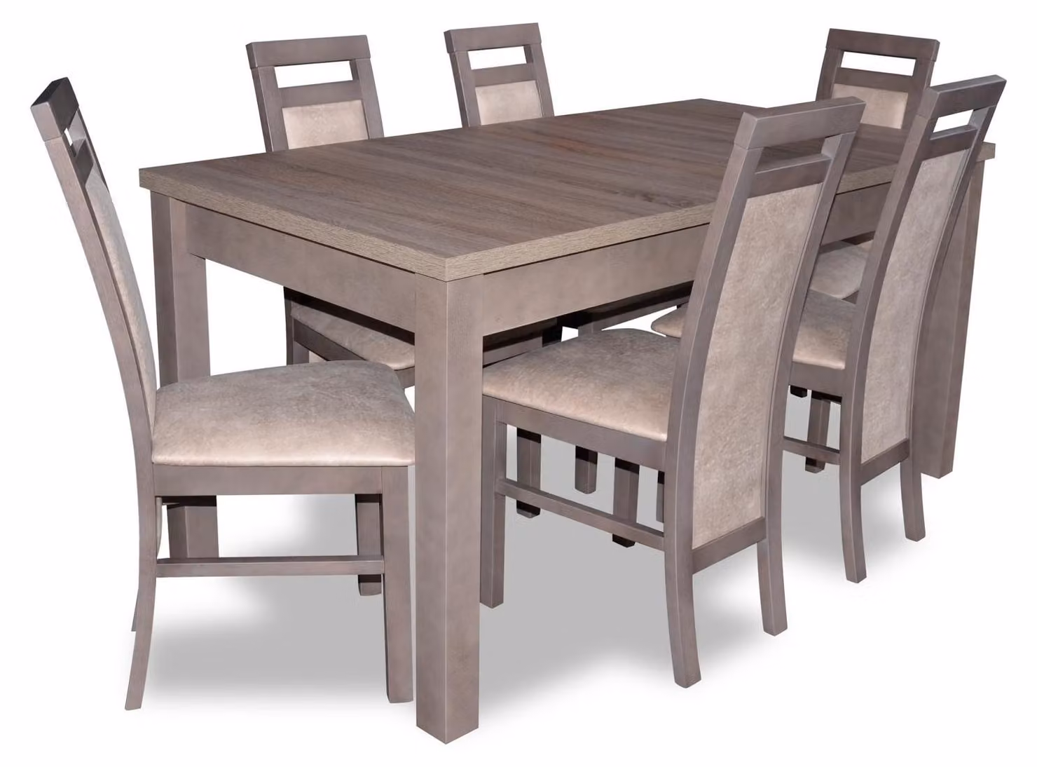 Edel Holz Tisch Set Garnitur 7tlg. Wohn Ess Zimmer 6x Sessel Stuhl Sitz Polster