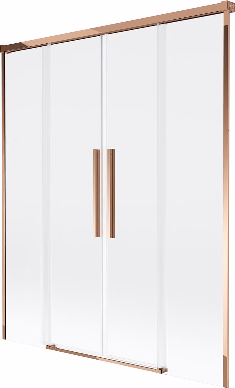 Mexen Rox paratia vasca da bagno a 2 ante scorrevole 160 x 150 cm, trasparente, oro rosa - 8C9-160-002-60-00