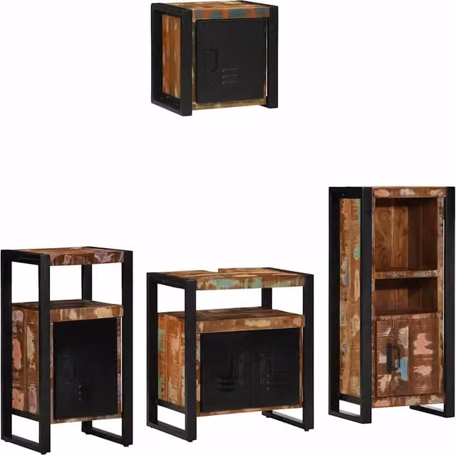 Set di mobili per il bagno 4 pz Multicolore e nero 3305639