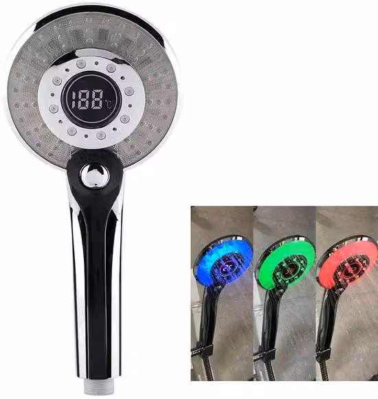 Soffioni a pioggia, doccette, soffioni a LED con 3 livelli di getto e indicatore di temperatura