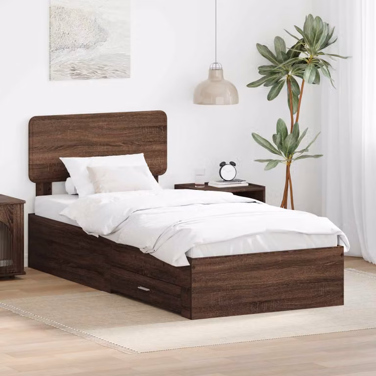 Struttura del letto con cassetto vidaXL in legno color rovere marrone L 190 cm x P 75 cm
