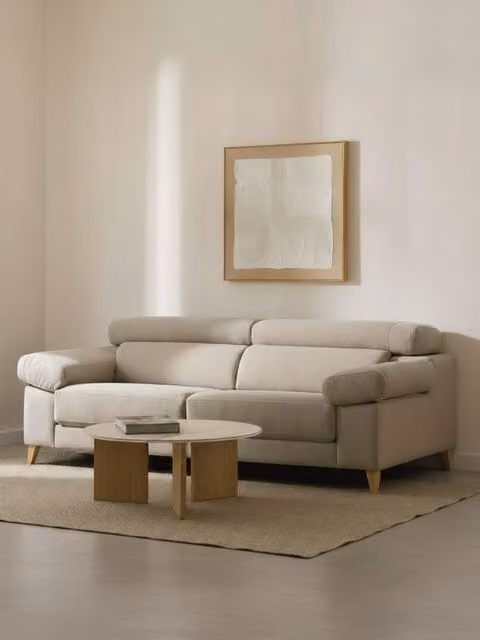 Divano 3,5 posti Air Kenay Home colore perla con poggiatesta e profondità seduta regolabili – 1
