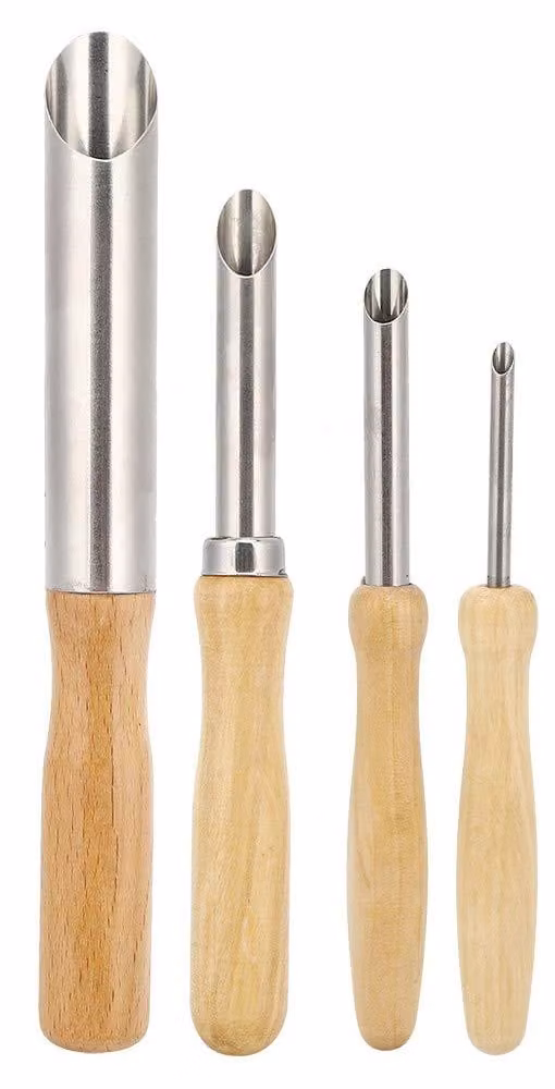 Set di 4 strumenti rotondi per tagliare l'argilla, in acciaio inossidabile e legno, con impugnature ergonomiche, adatti per la Vetroceramica