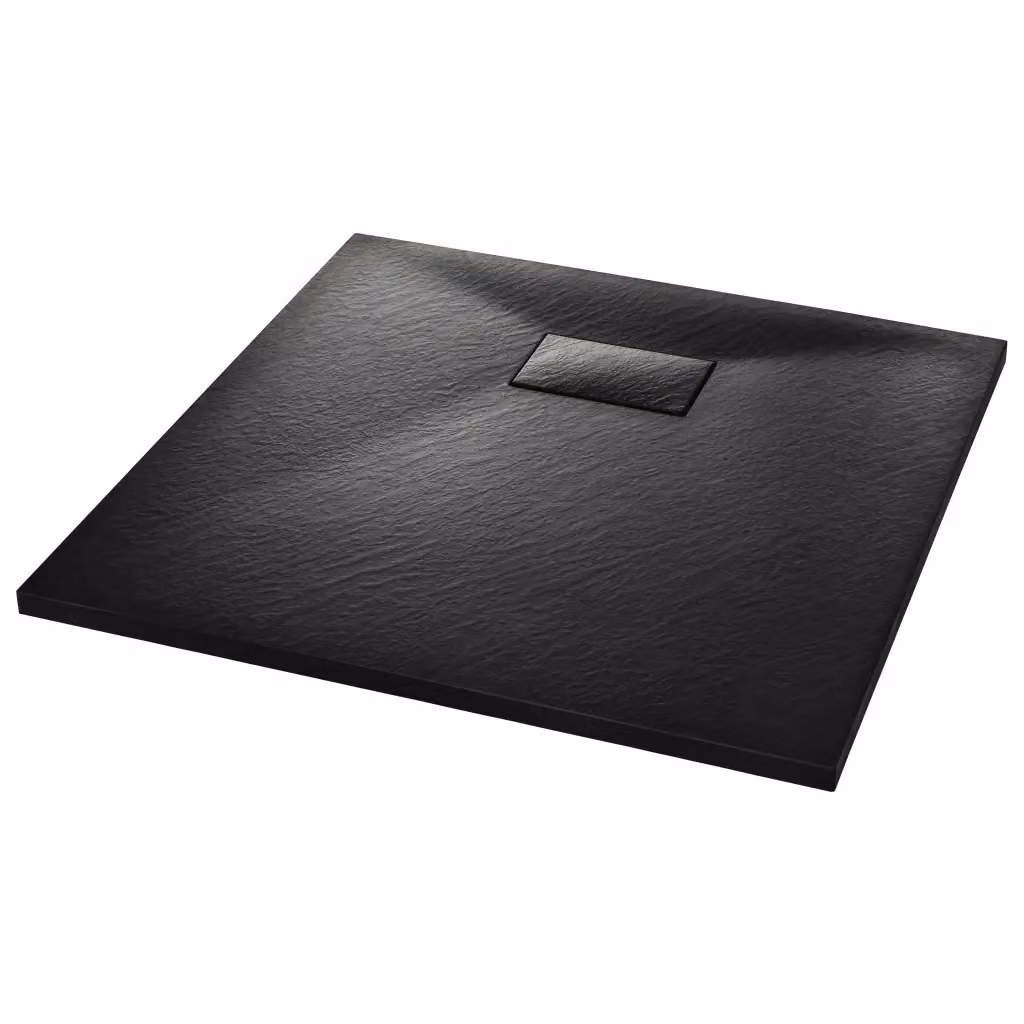 Piatto doccia quadrato vidaXL in mineral cast nero antiscivolo da incasso L/P: 80 x 80 cm – 2