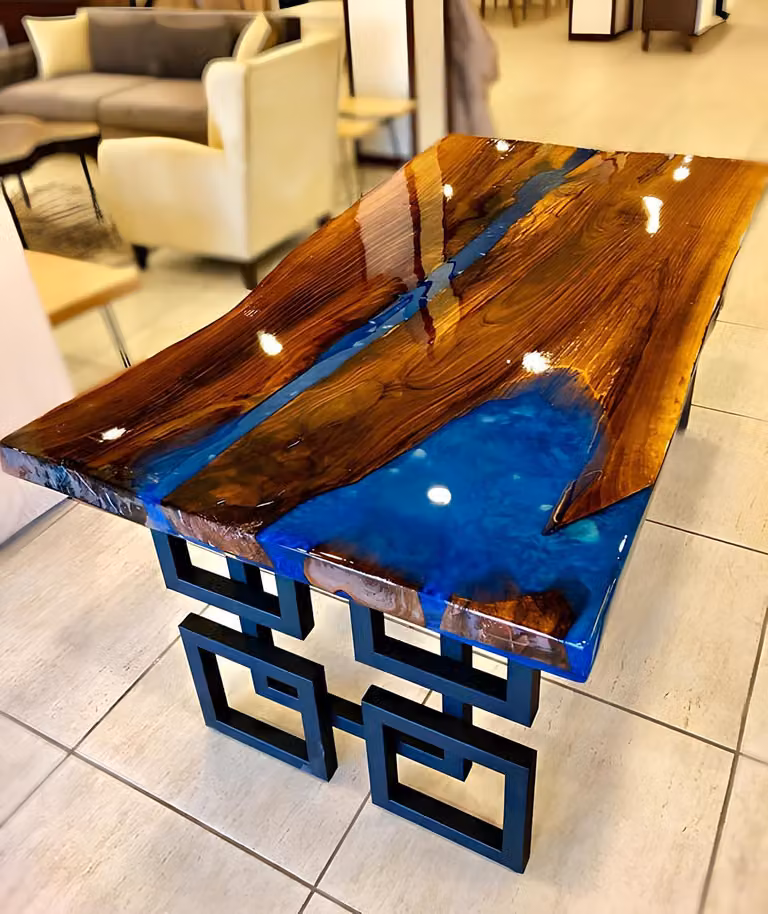 Couchtisch Blue River Table Echtes Holz Flusstisch 140x80 Tische Epoxidharz