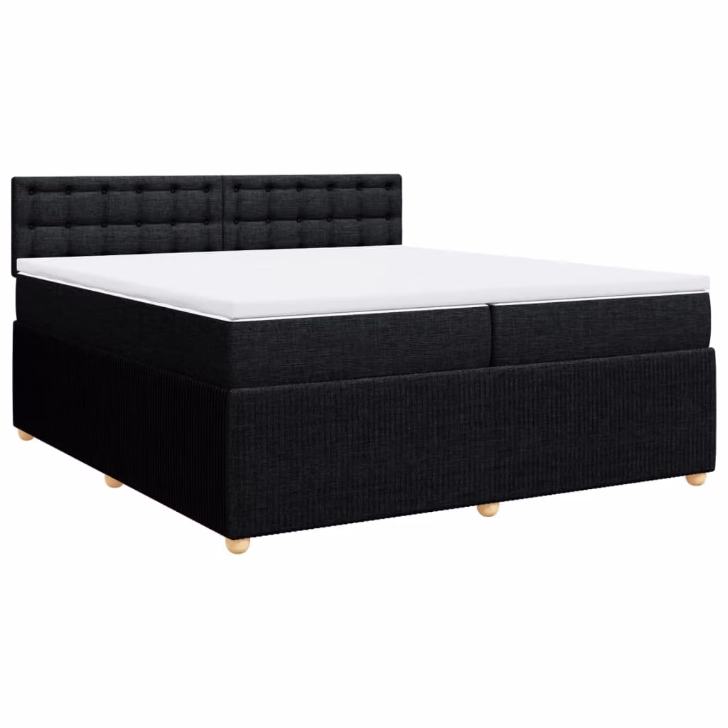 Giroletto a Molle con Materasso Nero 200x200 cm in Tessuto