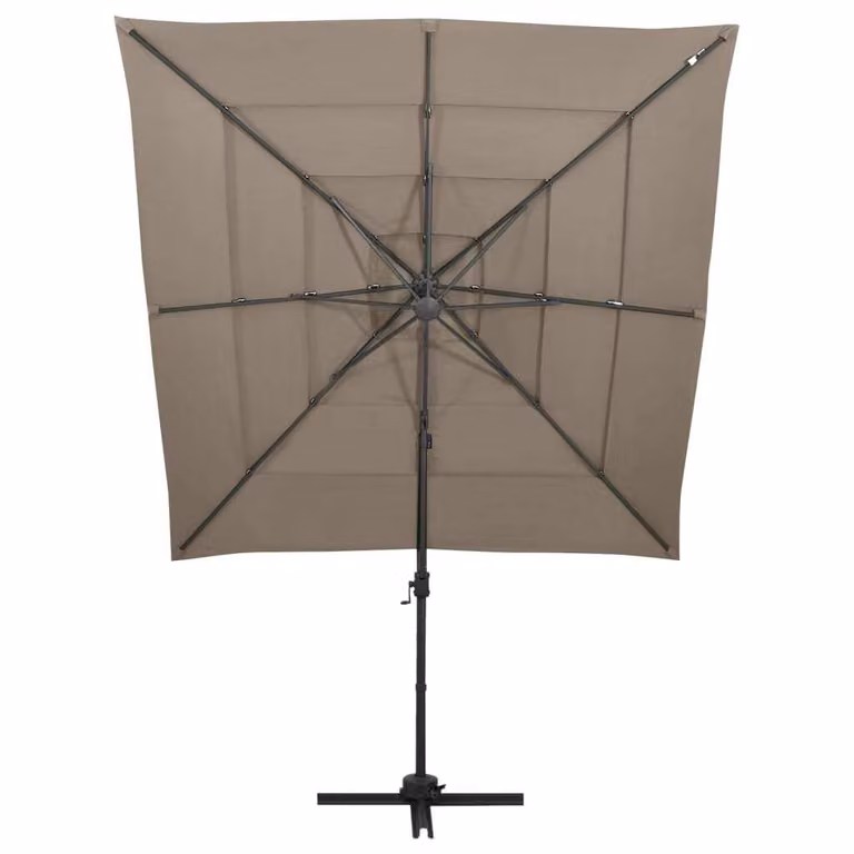 vidaXL Ombrellone con palo in alluminio a 4 strati color tortora 250x250 cm
