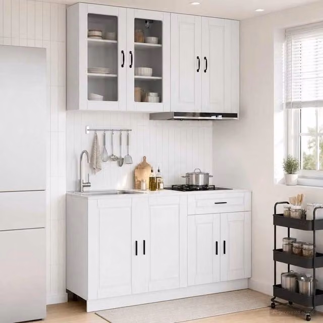 Unità Cucina PORTO 4 pz Bianco Lucido Legno ingegnerizzato 3438339