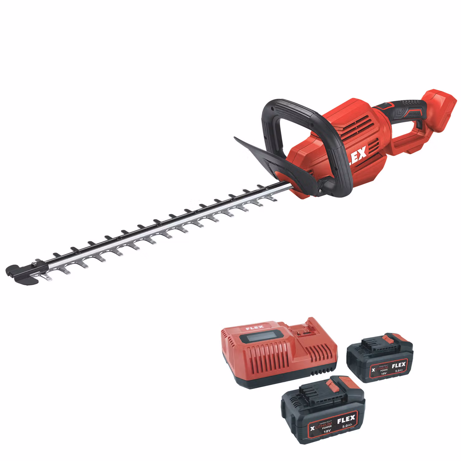 Flex Akku-Heckenschere GHT 55 18-EC + Akku Set P-Set 55 R (12/18 V, 5,0 Ah 18 V)