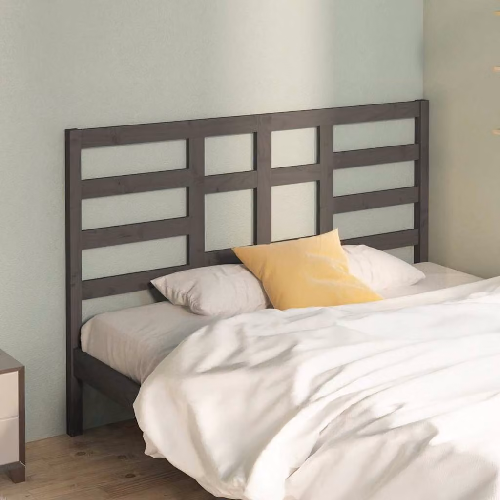 Testiera per Letto vidaXL in Legno Massello di Pino Grigio L: 141 cm, P: 4 cm, H: 104 cm