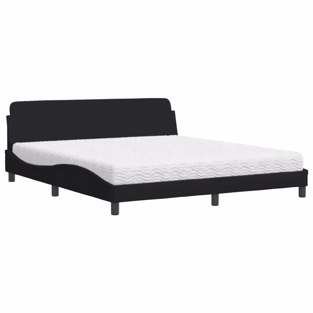 Letto con Materasso Dover vidaXL in Tessuto Nero L: 180 cm, P: 200 cm, H: 185 cm – 2