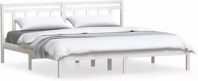 Letto matrimoniale | Letto per adulti | Giroletto Bianco 180x200 cm Super King in Legno Massello
