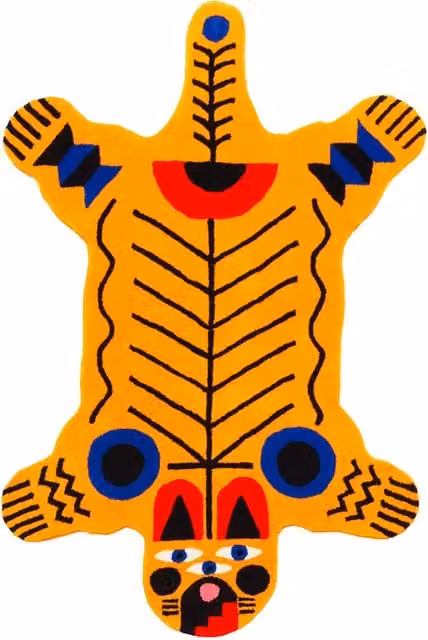 Tappeto etnico animalier Qeeboo Italian Tiger multicolore in poliacrilico