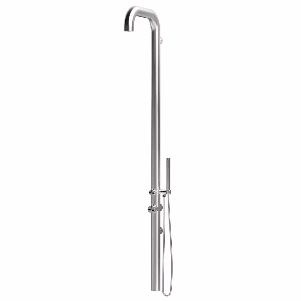 Doccia da giardino a parete SINED in acciaio inox 316L satinato color argento – 2