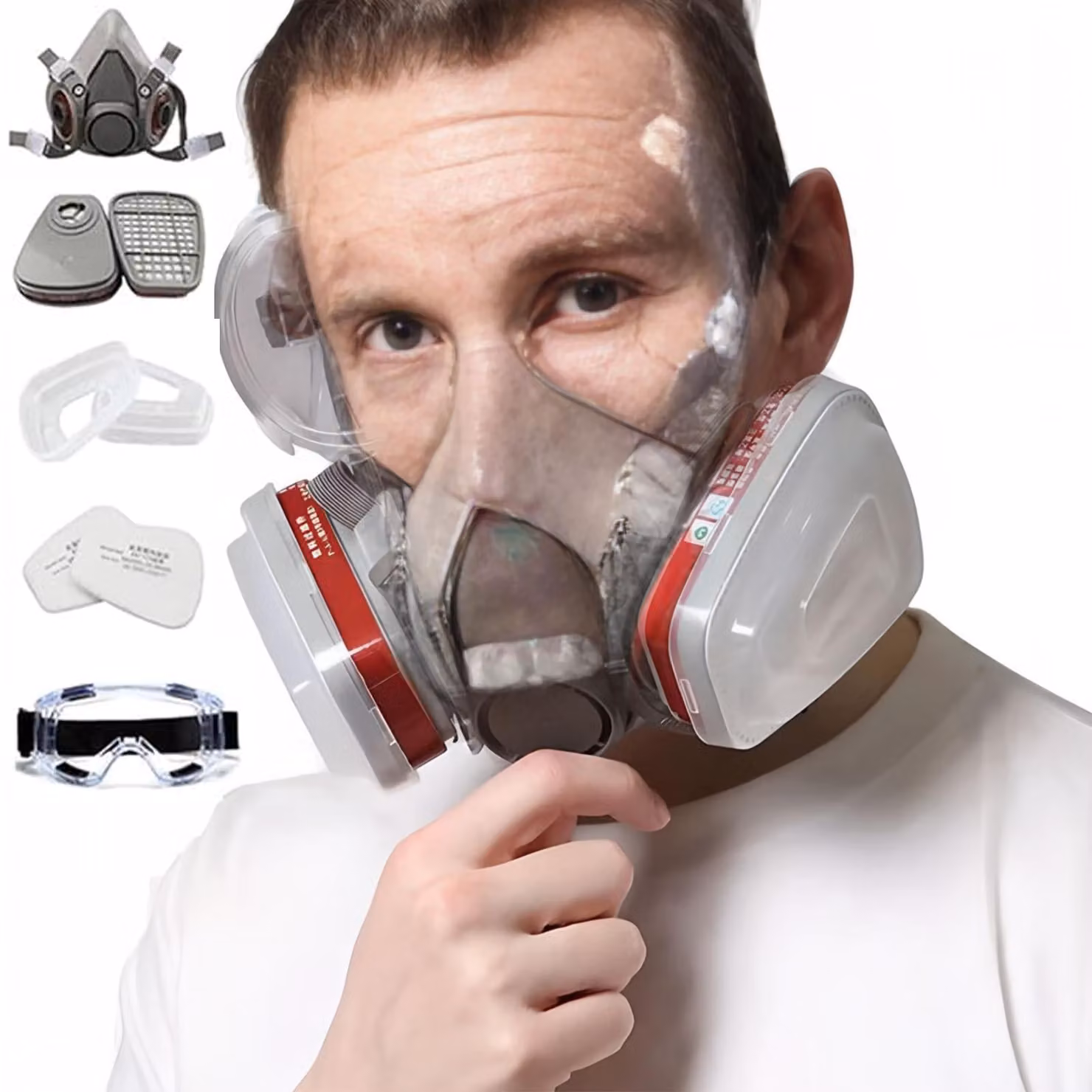 Solidchoice - Maschera antigas con filtro e visiera di sicurezza