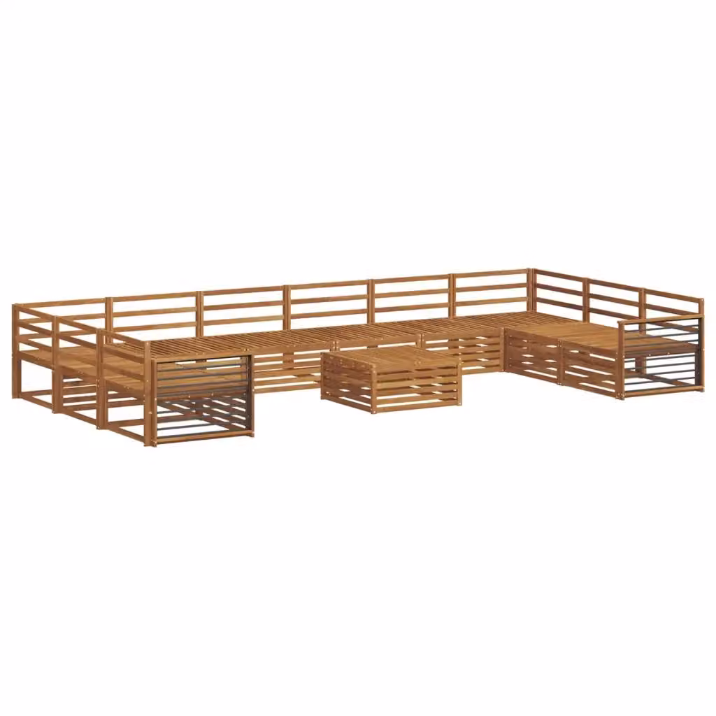Set di divani da giardino vidaXL in legno di acacia massello marrone con cuscini, 11 pezzi – 2