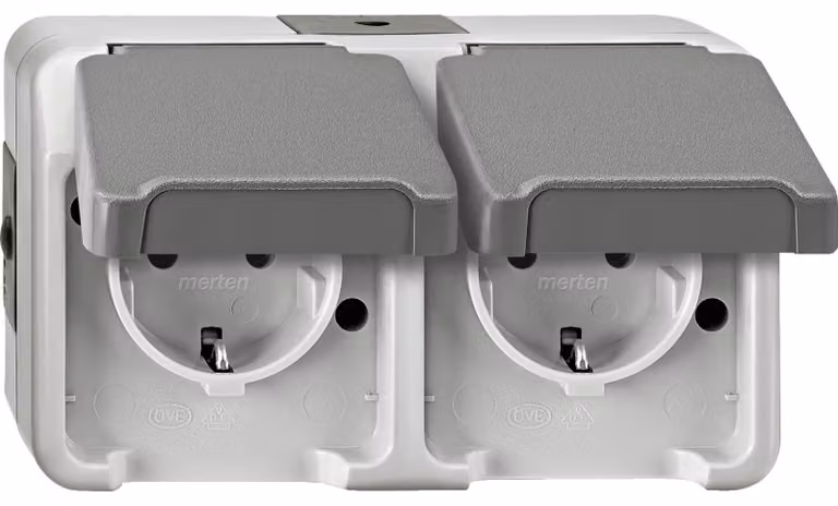 Presa doppia Merten SCHUKO grigio chiaro, con BRS MEG2320-8029