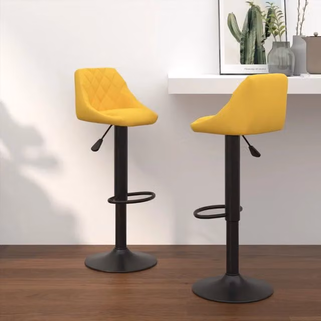 Sgabelli da Bar 2 pz Giallo Senape in Velluto 335356