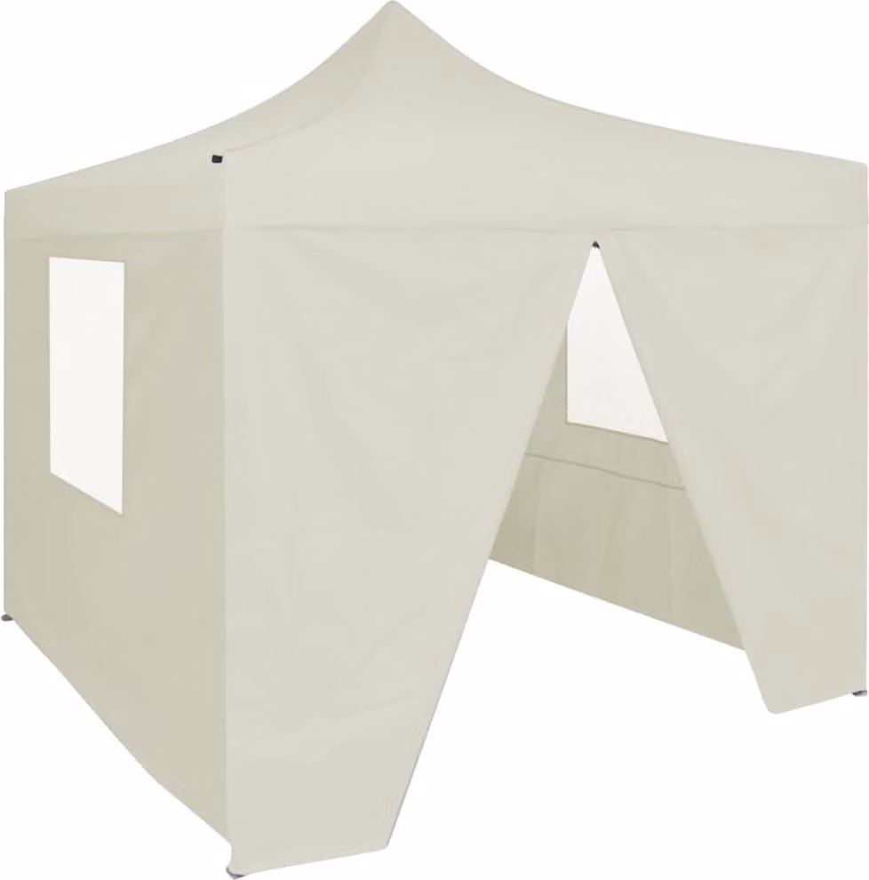 The Living Store Tenda professionale pieghevole per feste con 4 pareti laterali 2×2 m in acciaio crema