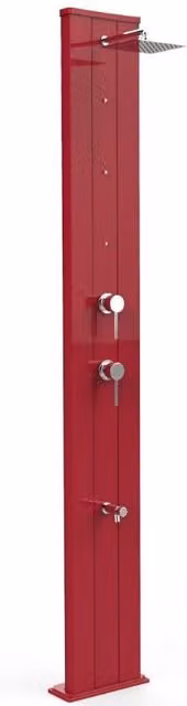 Doccia Solare Dada S di Arkema Design in Alluminio con Nebulizzatore e Miscelatore Colore Rosso Cv-D450/3027