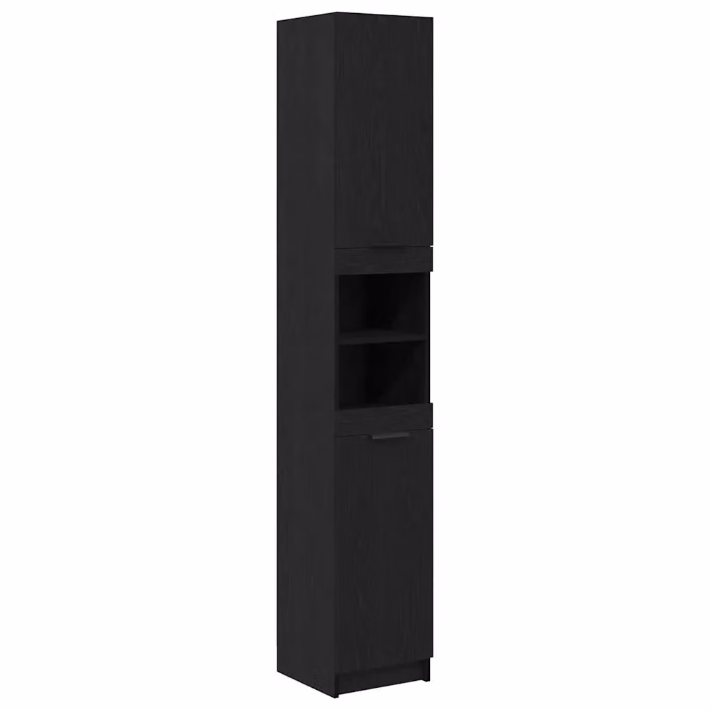 Mobile da bagno moderno vidaXL con scaffale e ante, colore nero, L: 32 cm, P: 34 cm, H: 188,5 cm – 2