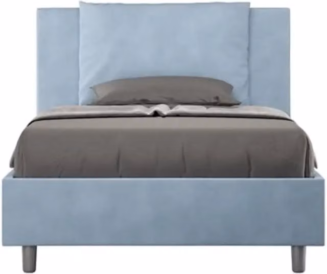 Letto singolo senza rete imbottito 100x190 microfibra azzurro Antea