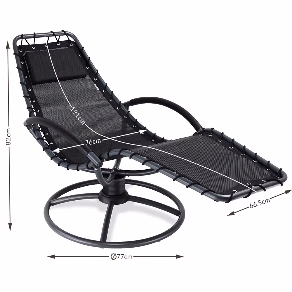 Lettino relax a dondolo Eve Casaria colore antracite con struttura in acciaio e tessuto textilene resistente ai raggi UV – 4