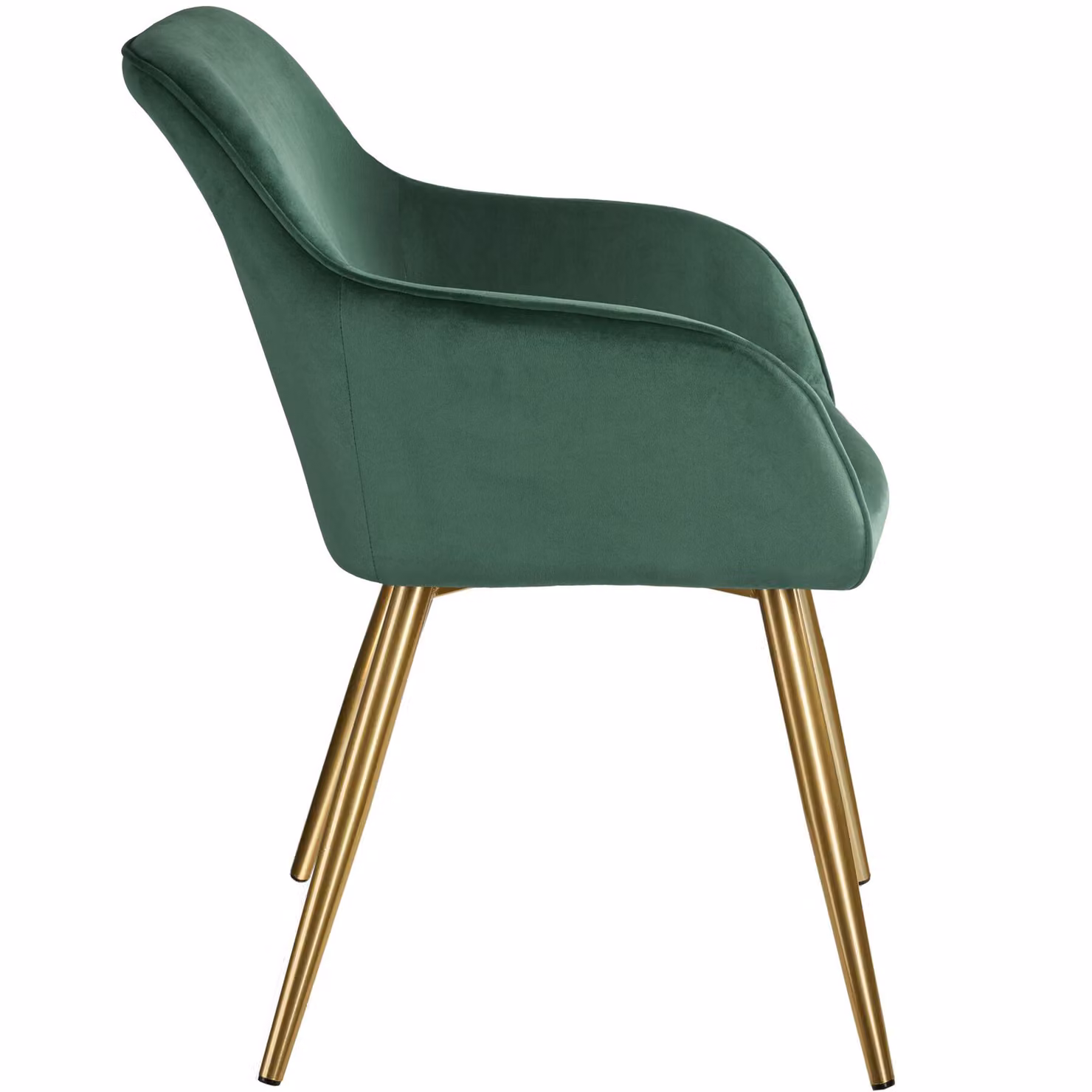 Set di 2 sedie Marilyn tectake in velluto verde scuro e oro per soggiorno e sala da pranzo – 4