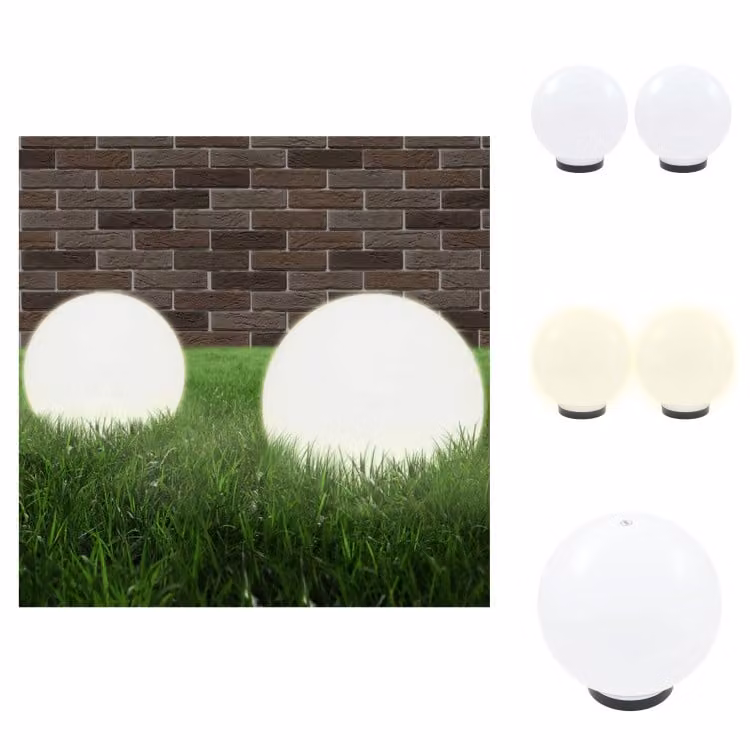 vidaXL Luci da giardino a LED 2 pz. Sferica 25 cm PMMA - Illuminazione esterna
